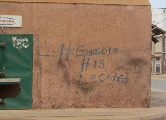 Graffiti of political slogan in the Gambia